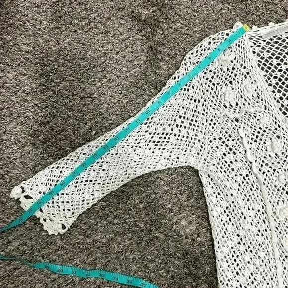Y2K Design Assets Vintage  Crochet Linen-Cotton Cardigan Women's‎ Sz M - Picture 9 of 9